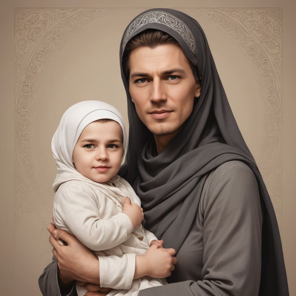 Hijabi Mother Line Art Photo Style