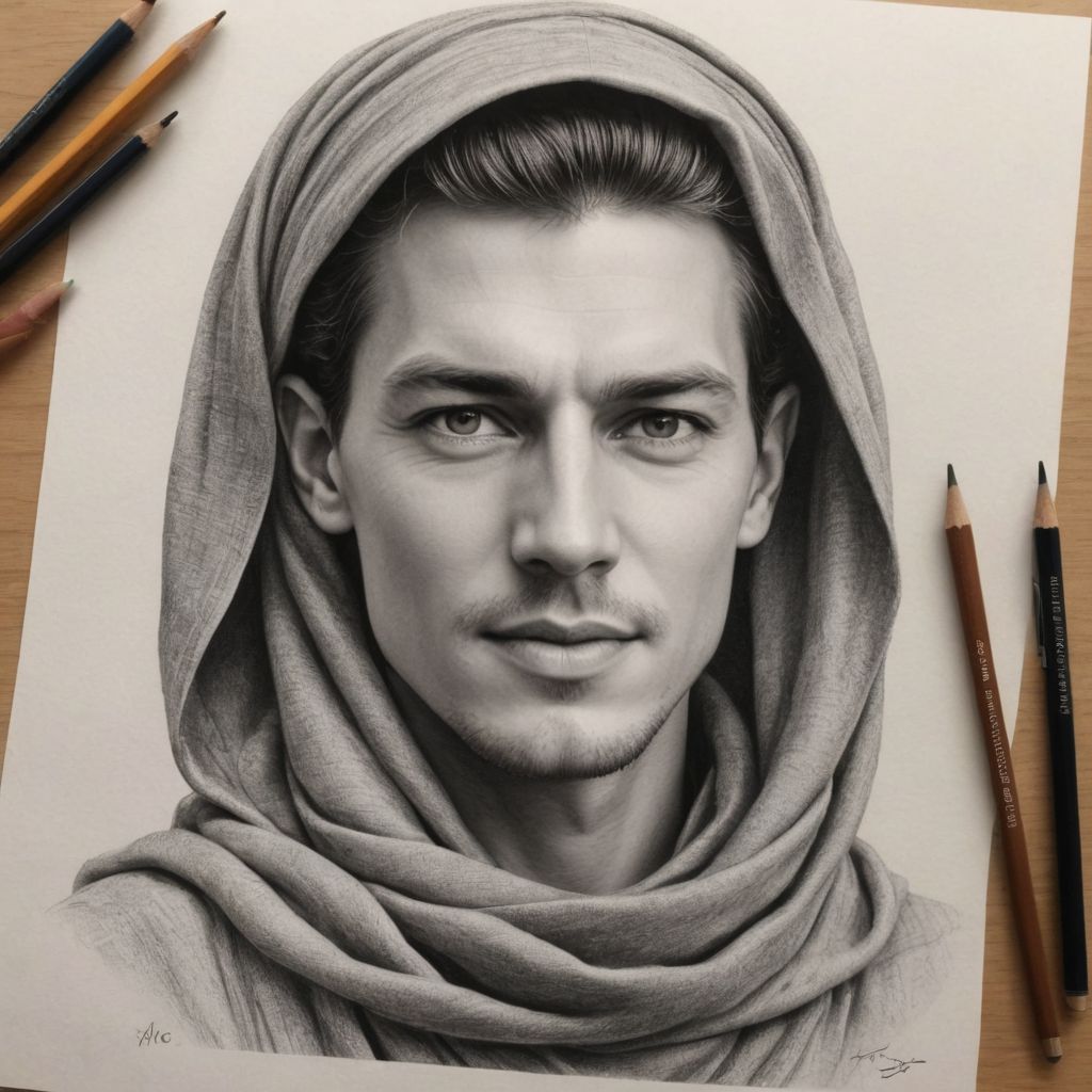 Converted Hijabi Pencil Drawing image