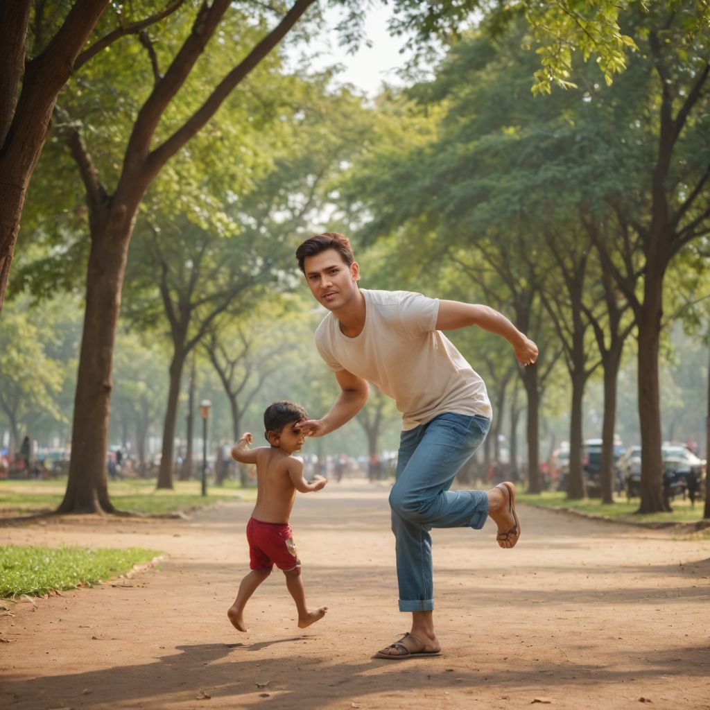 Indian Boys Playing in the Park Photo Style