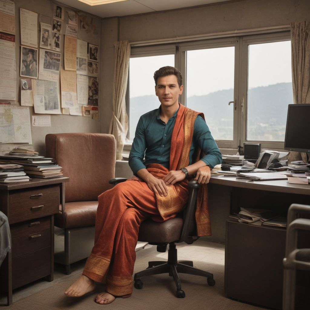 Indian Sari and Office Cabin Seating Photo Style
