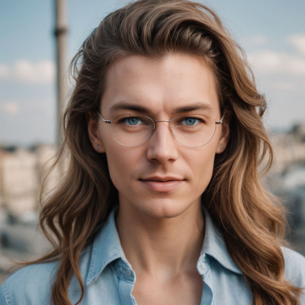 Light Blue-Eyed Woman with Glasses Photo Style