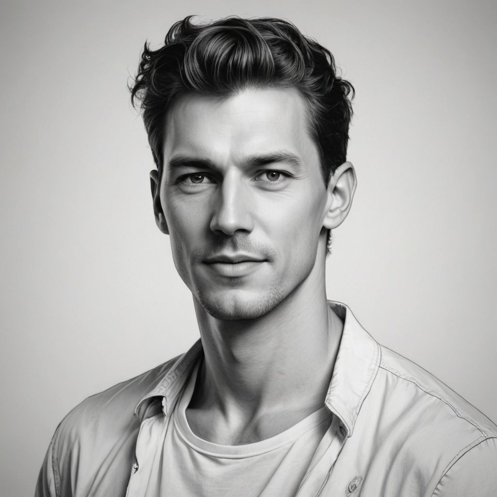 Minimalist Black and White Line Drawing Photo Style