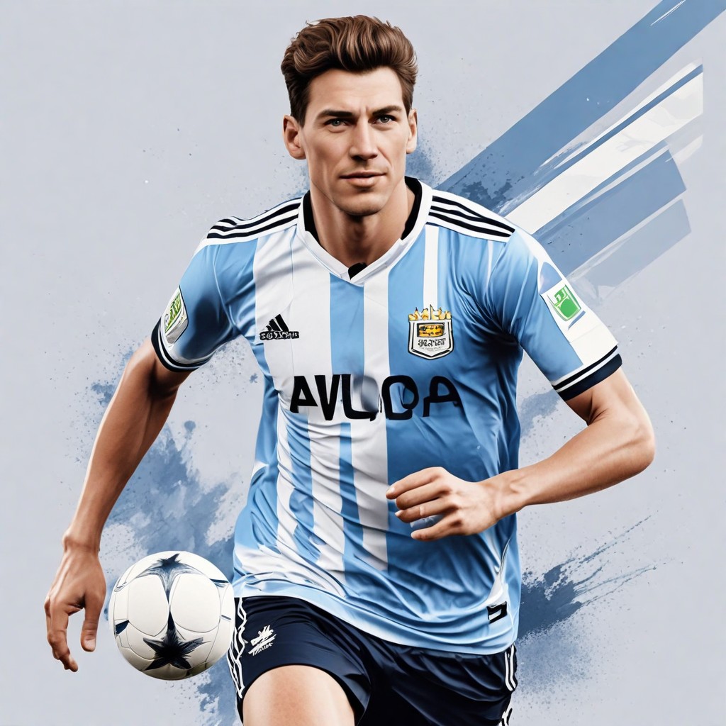 Player in Argentina Jersey Photo Style