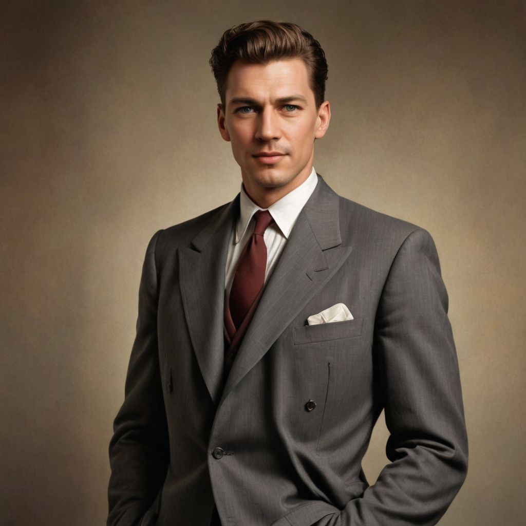 Realism Color 1940s Man in Suit Photo Style