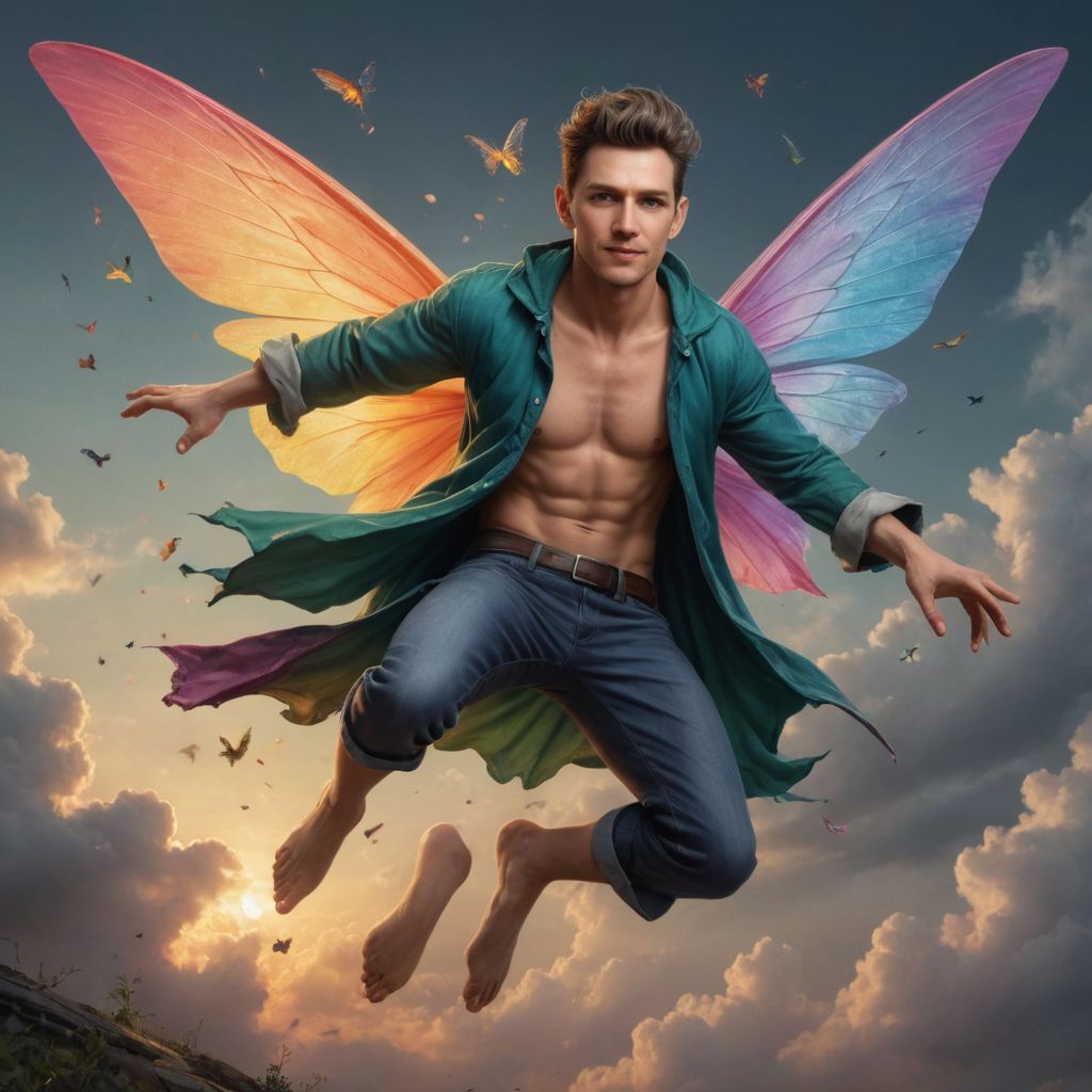 Realistic Colorful Bad Fairy Flying Photo Style