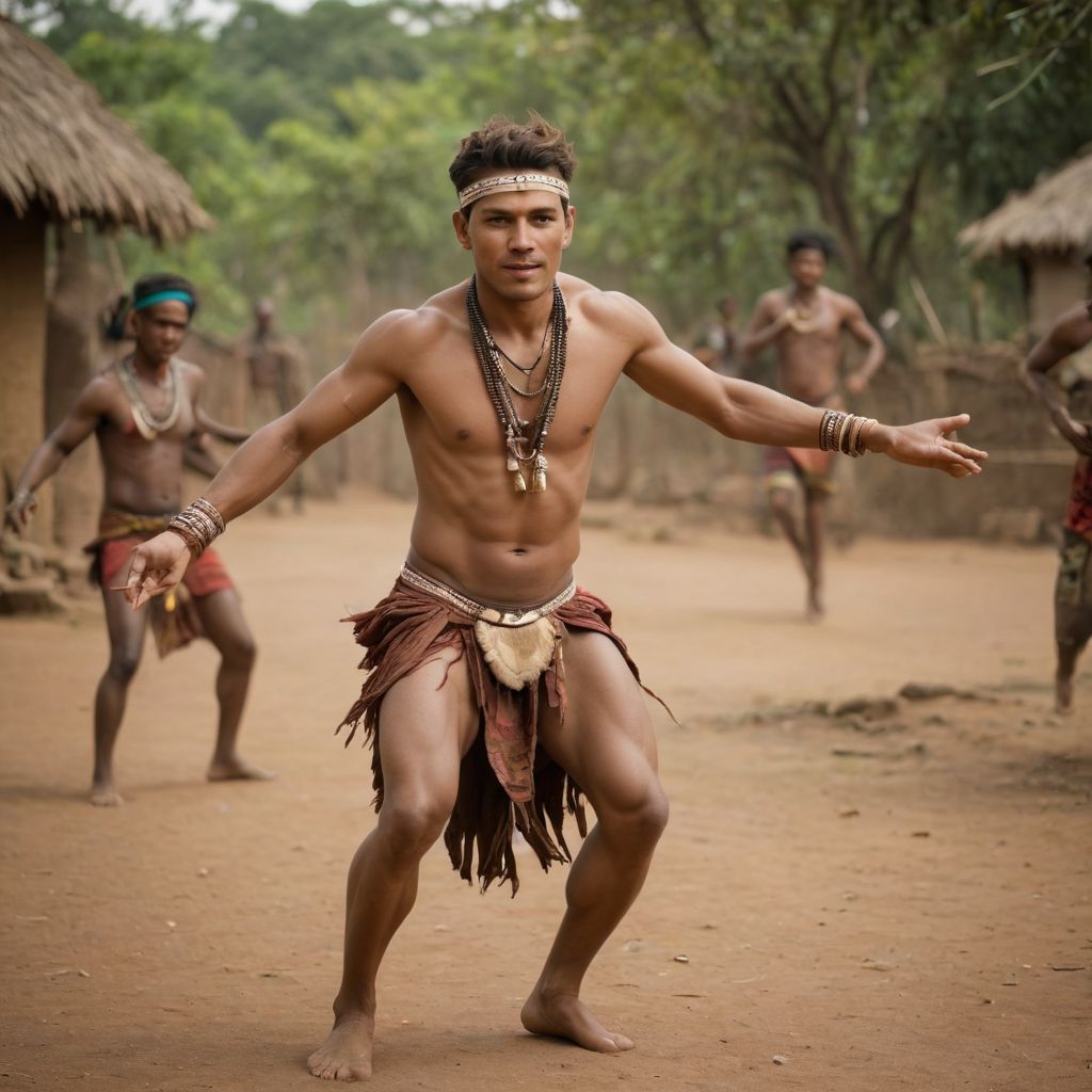 Tribal Man Dancing Photo Style