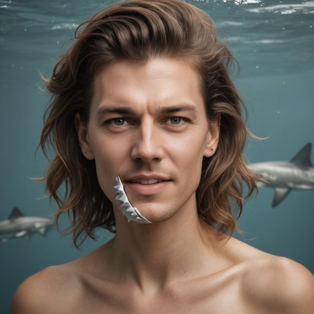 Woman with Mouth Full of Shark-Looking Teeth Photo Style