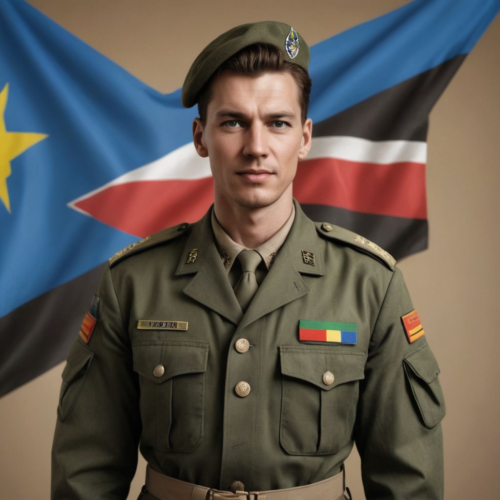 Army Combat Uniform with South Sudan Flag Photo Style