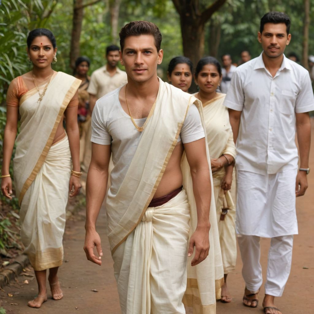 Kerala Traditional Marriage Kadavu Mundu Saree Photo Style