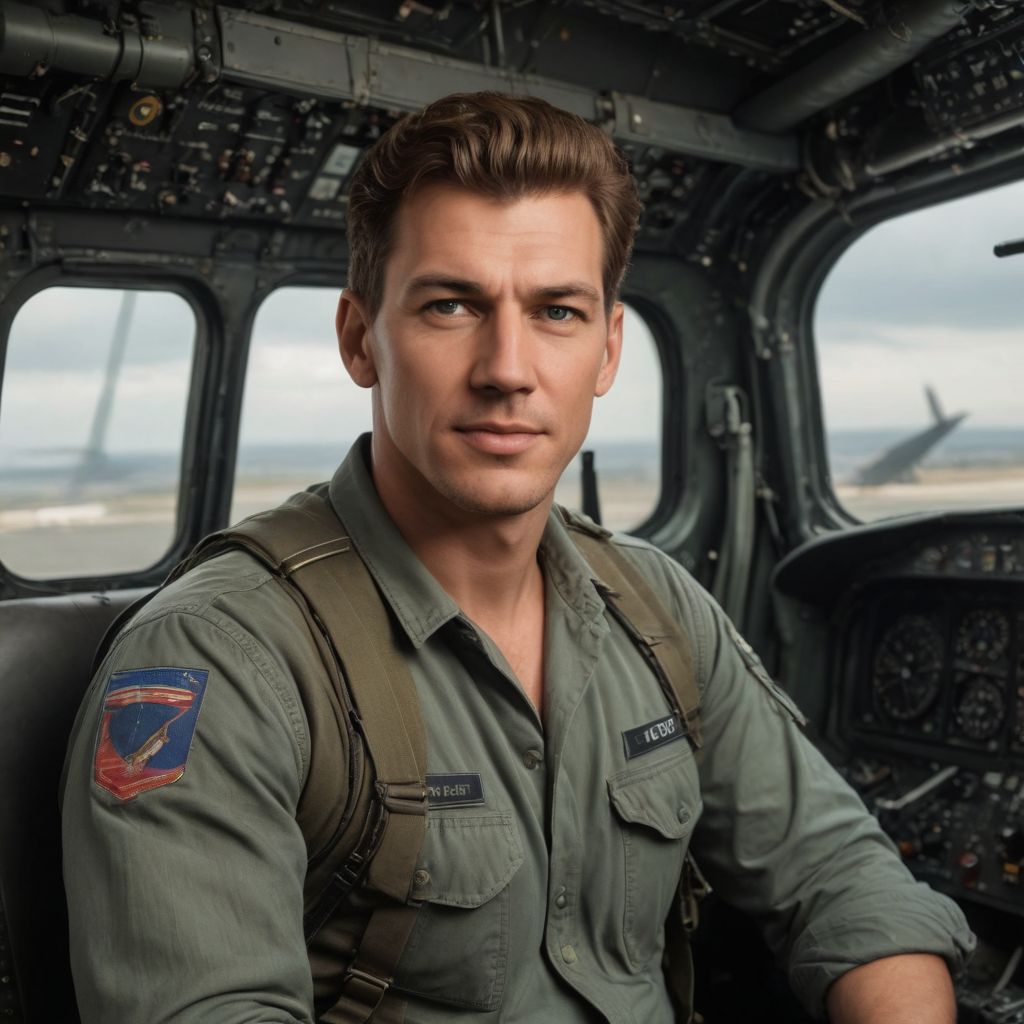 Pilot Sitting Driving Hercules C-130 Photo Style