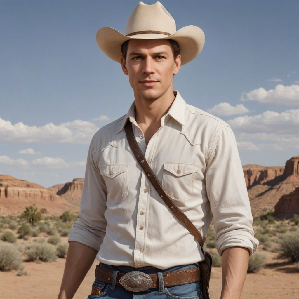 Realistic Color White Guy Cowboy Photo Style