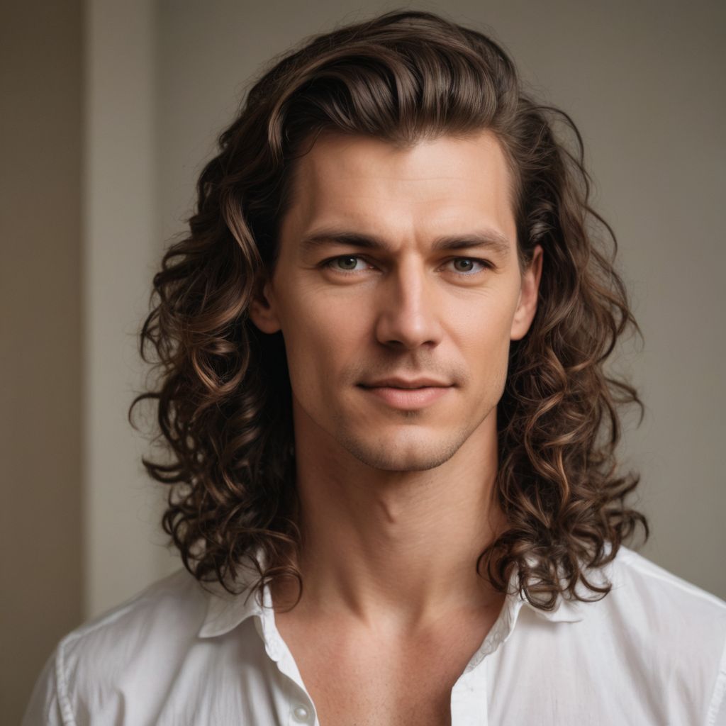 Shoulder Length Brunette with Loose Curls Photo Style