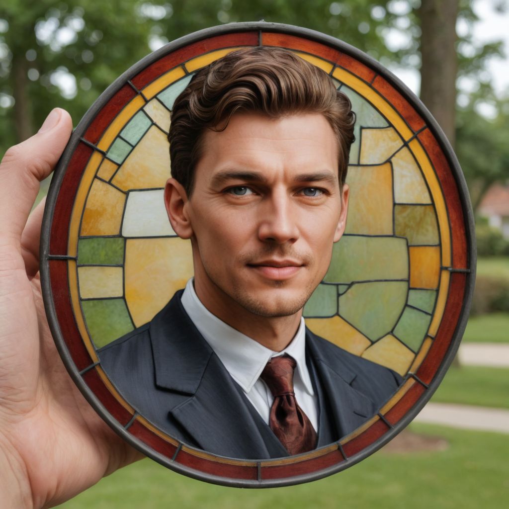 5.75 Inch Round Stained Glass Lifelike Photo Style