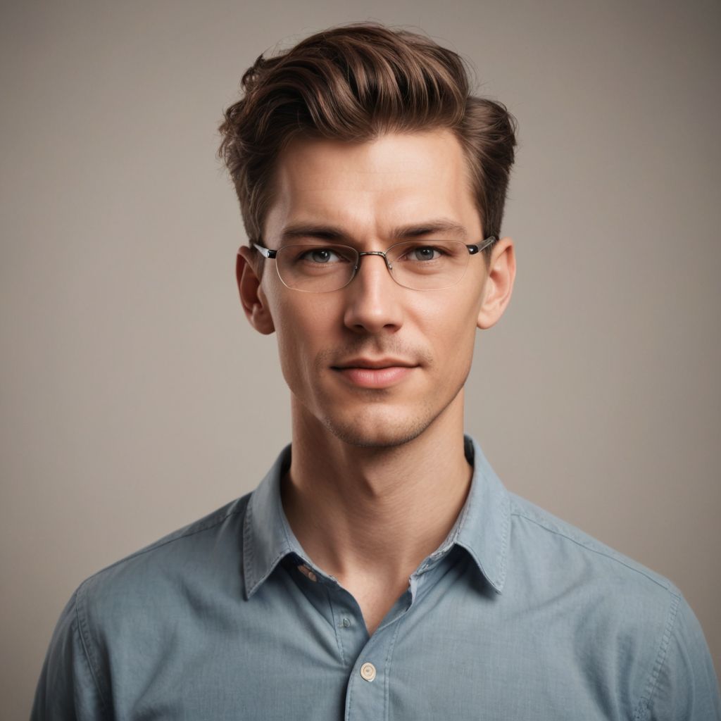 Animation Guy with Exaggerated Eyeglasses Photo Style