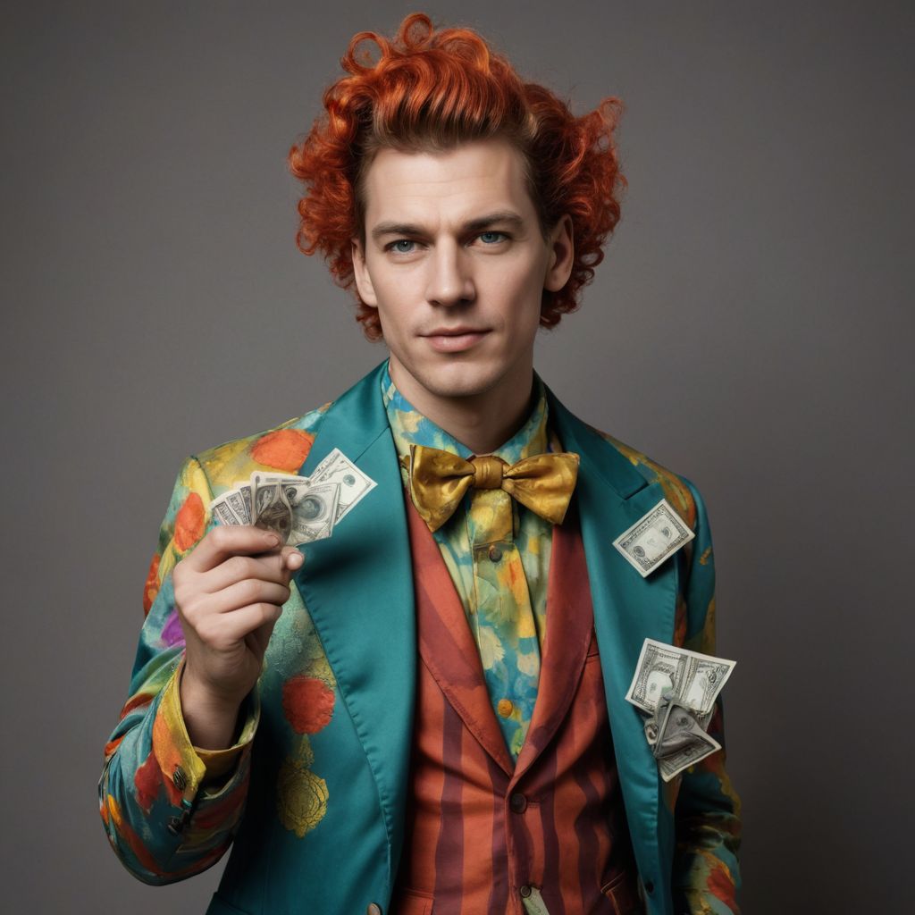 Clown with Dollar Clothing Photo Style