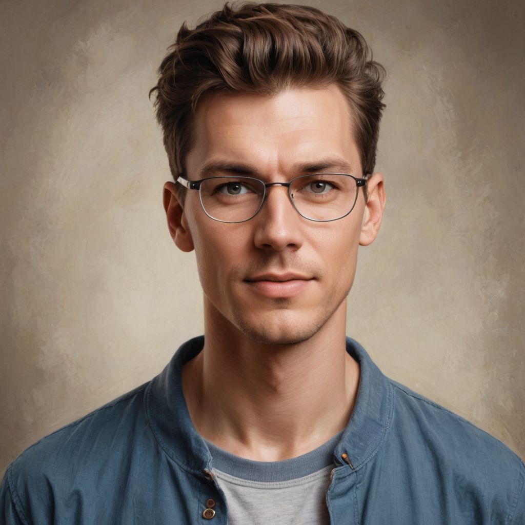 Guy with Super Big Eyeglasses Photo Style