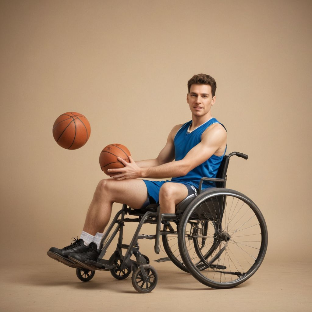 Handicapped, in a Wheelchair, Basketball in Hand Photo Style