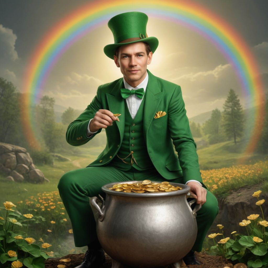 Leprechaun in Pot of Gold Photo Style