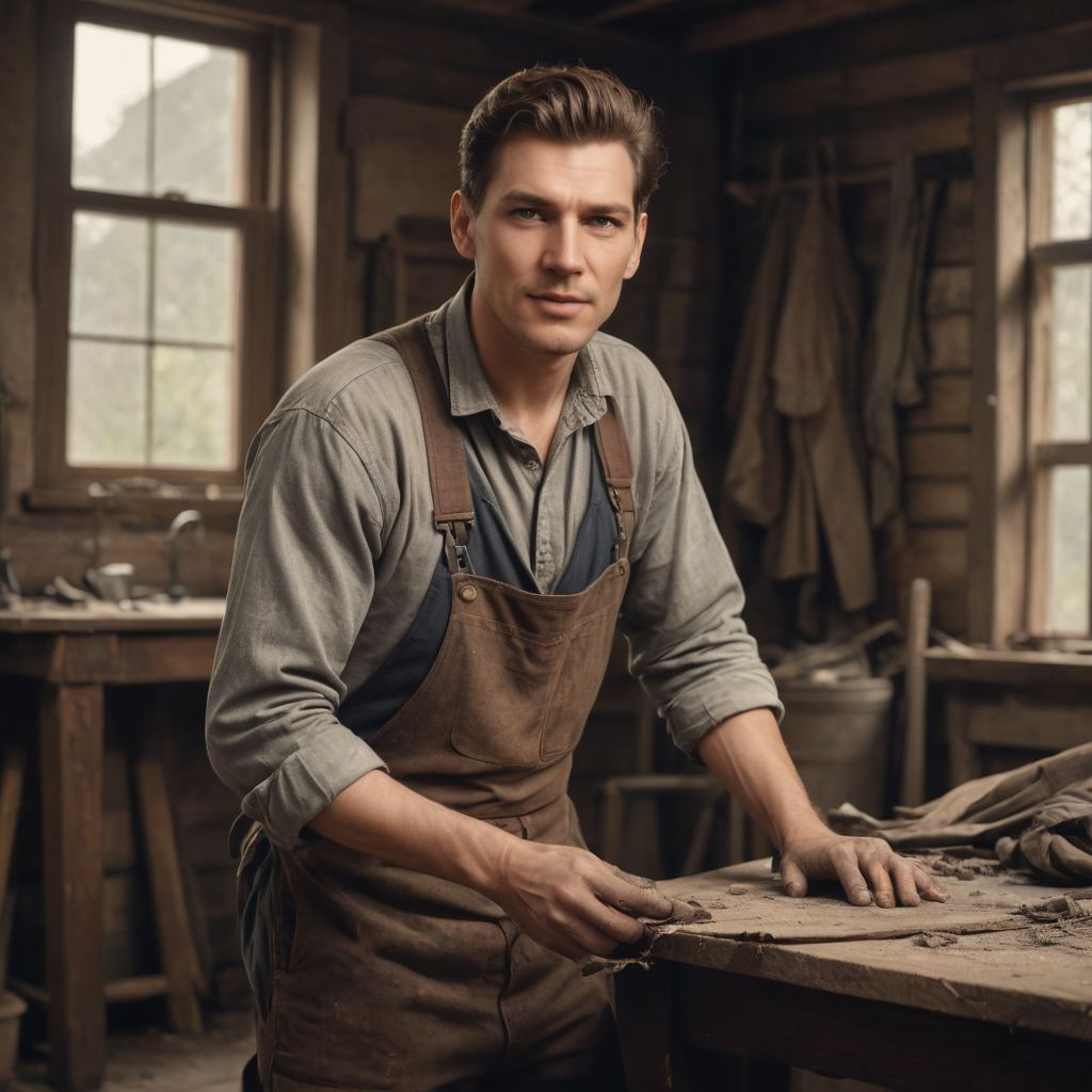 Old Carpenter with Dirty Clothes Photo Style