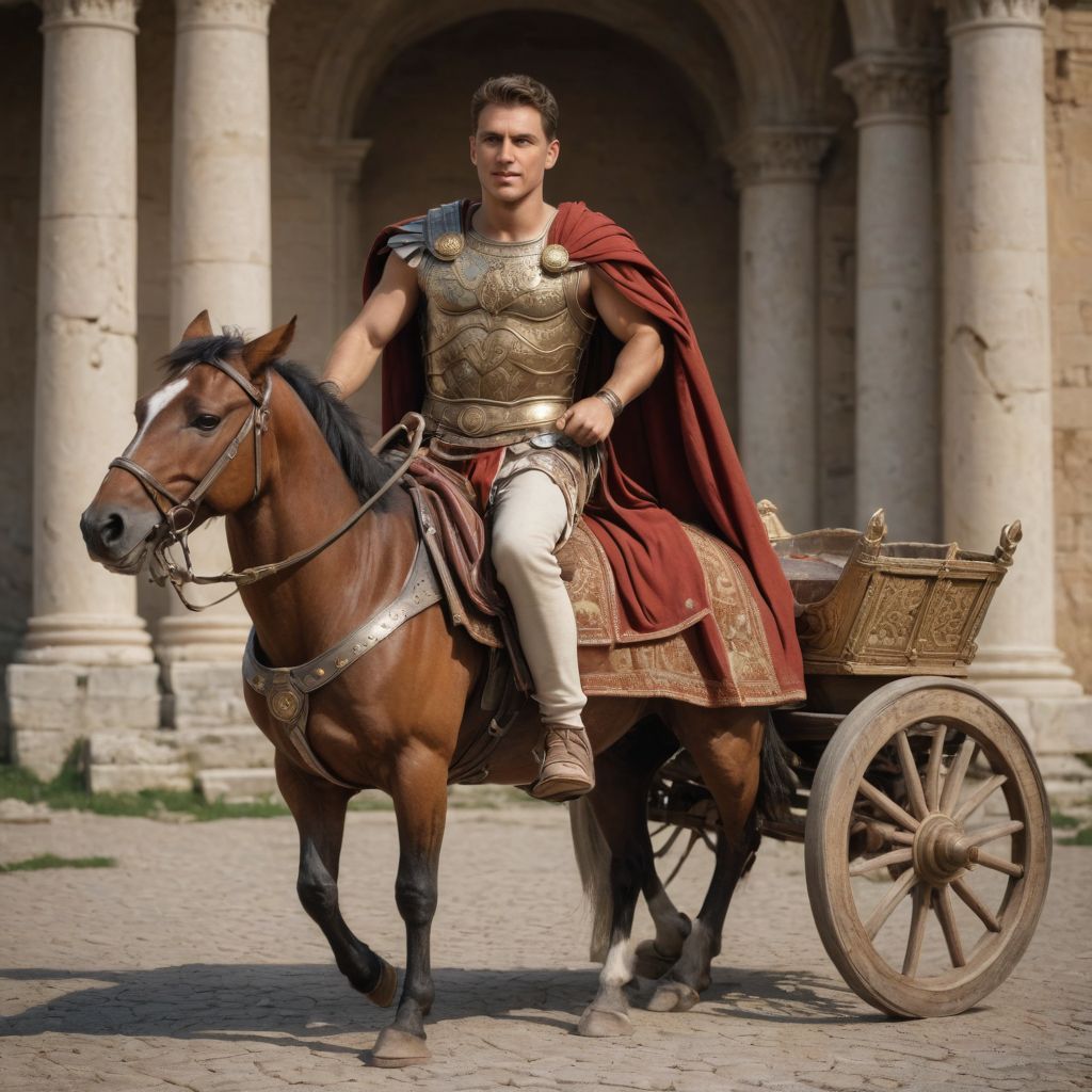 Roman Centurion in a Chariot Photo Style