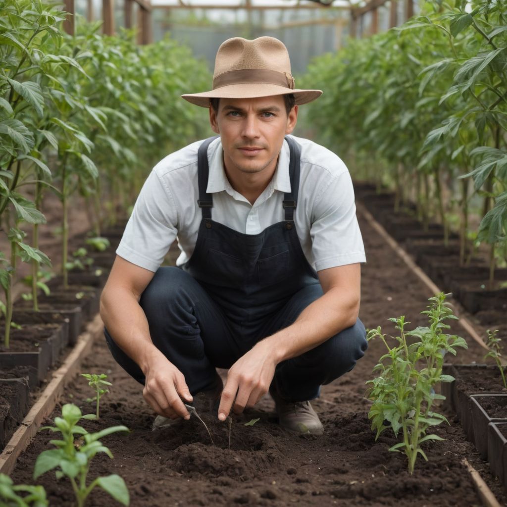 A Gardener Grows Tomato Seedlings Photo Style