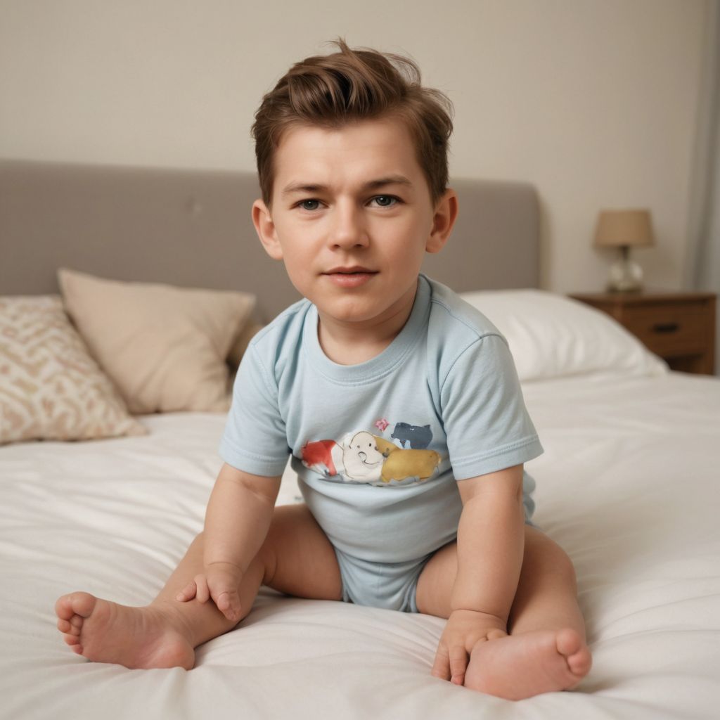 Converted A One Year Old Baby Sat on the Bed image