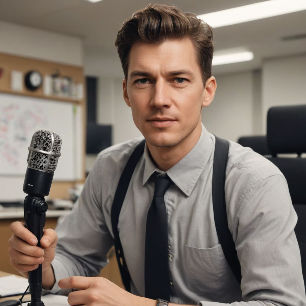 Annoying Journalist with a Microphone Photo Style