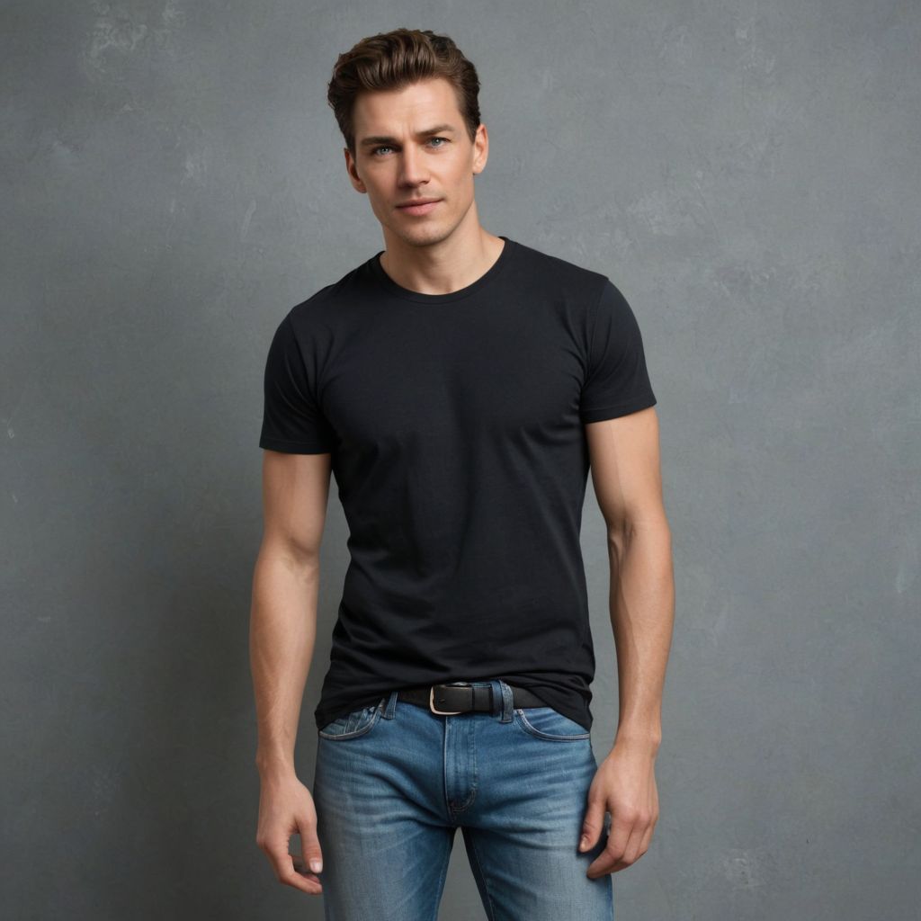 Black T-shirt/Blue Jeans Photo Style