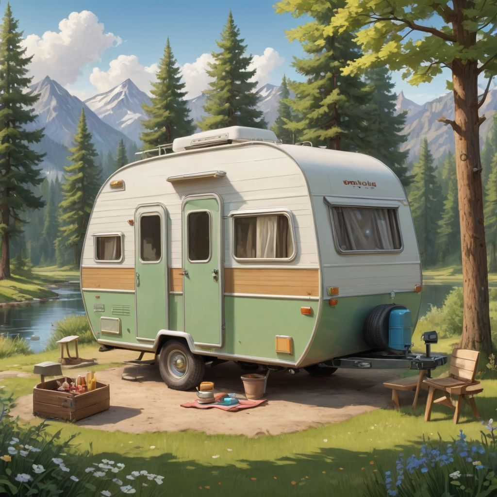 Cartoon Cute Outdoor Camper Photo Style