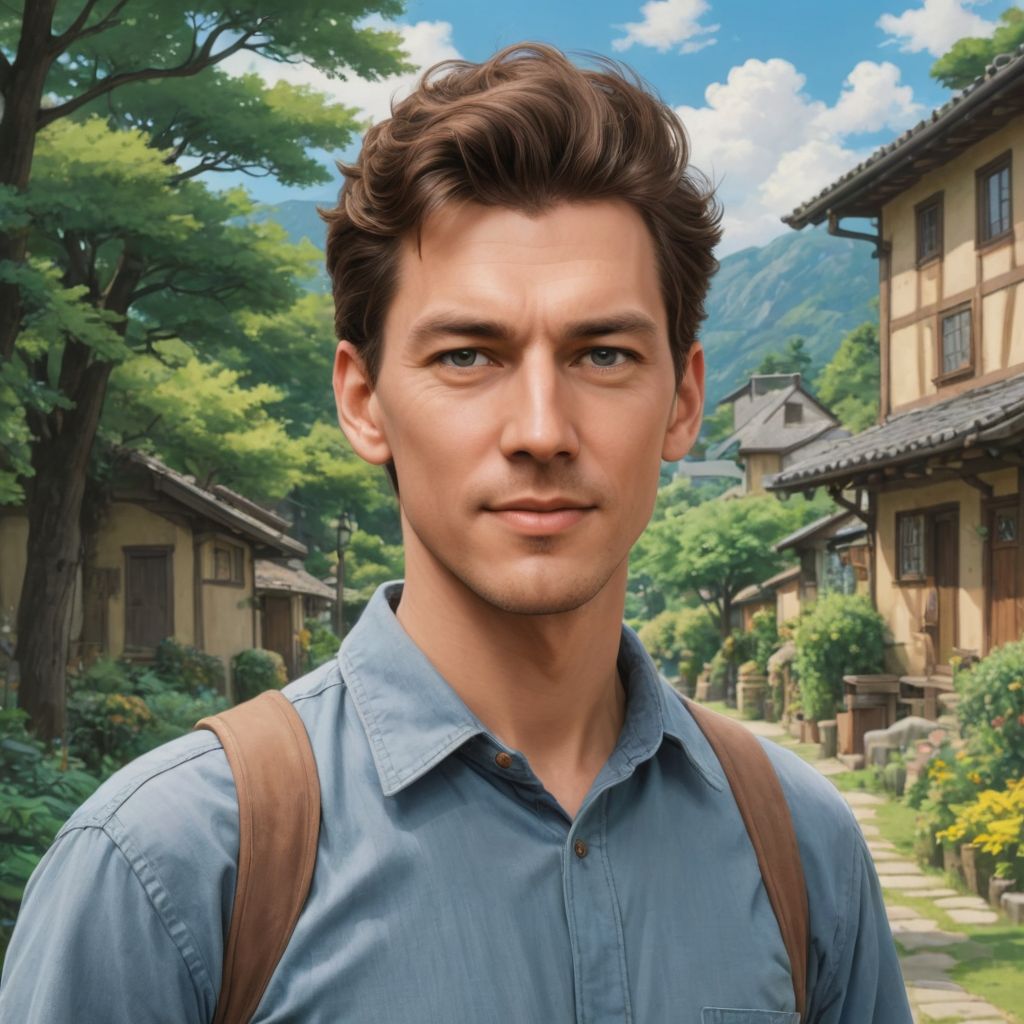 Convert the attached photo into Ghibli Studio Photo Style