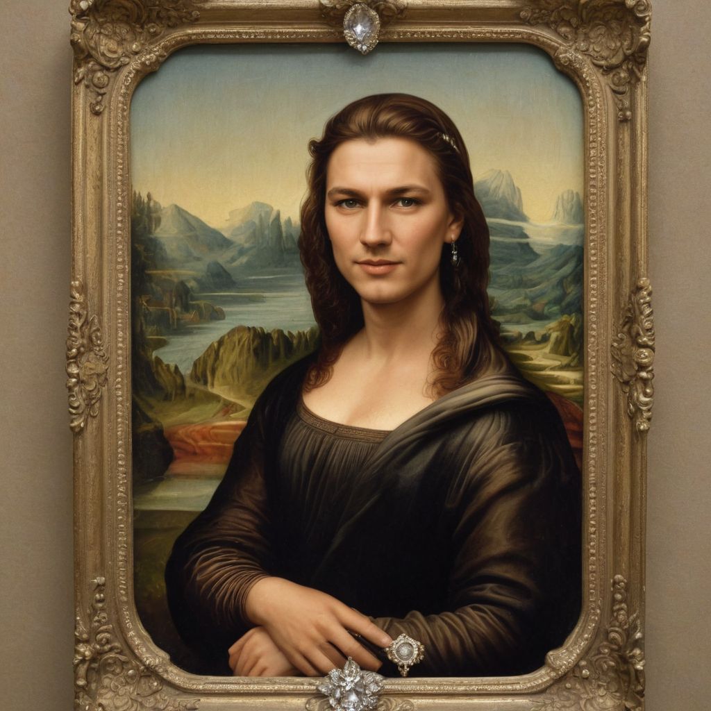 Cute Beautiful Mona Lisa with Diamond Necklace Photo Style