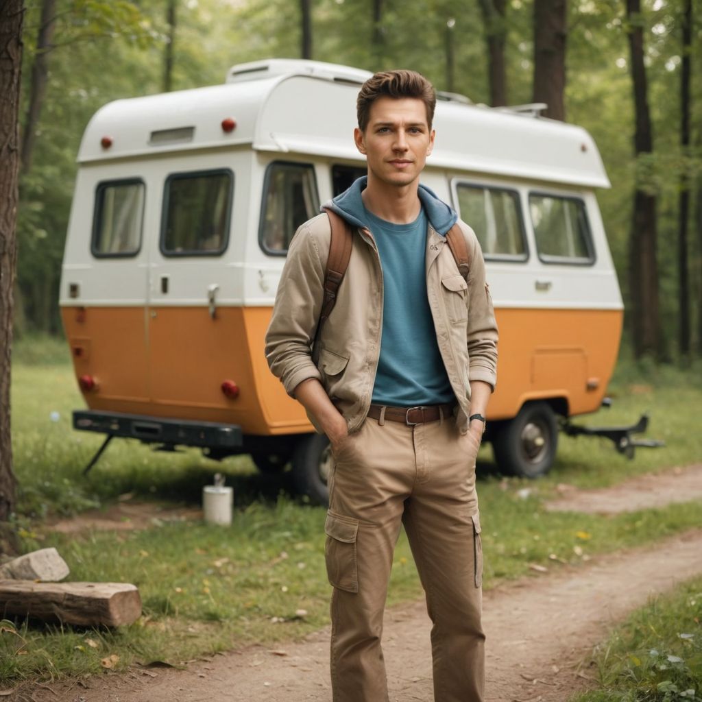 Cute Cartoon Camper Outdoor Wear Photo Style