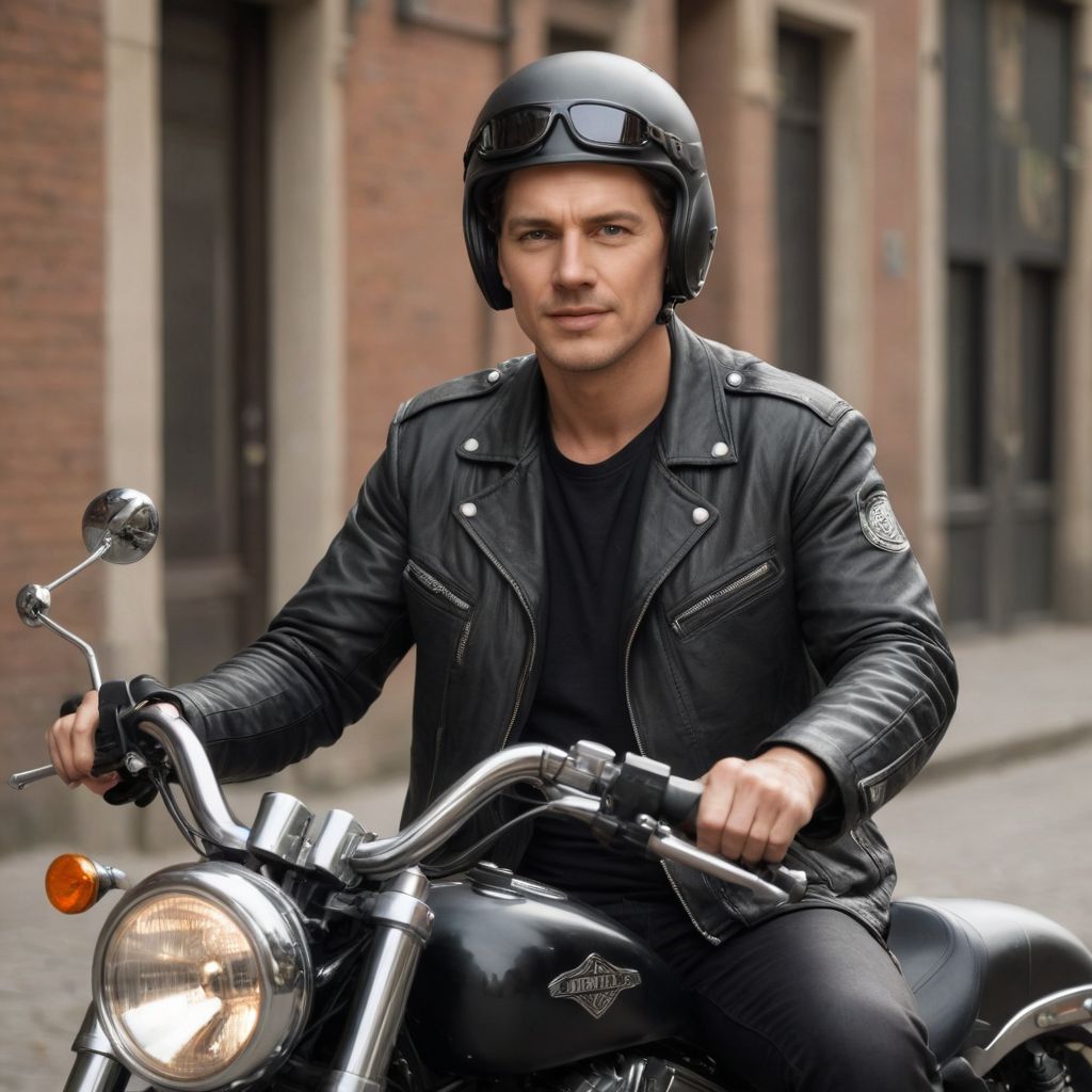 Harleyfahrer mit Helm und Sonnenbrille Photo Style