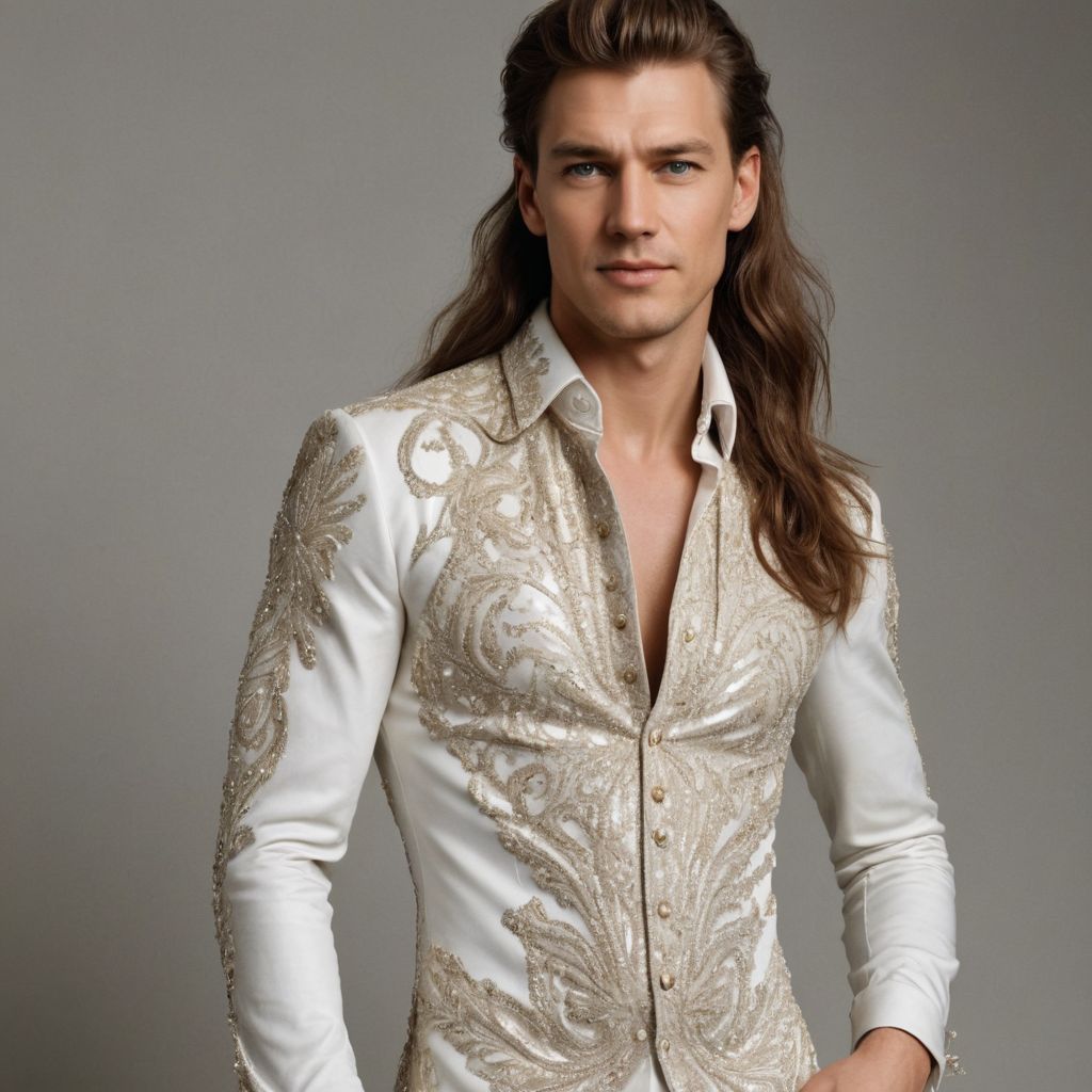 Off White Diamante Sequin Dress Royal Long Hair Photo Style