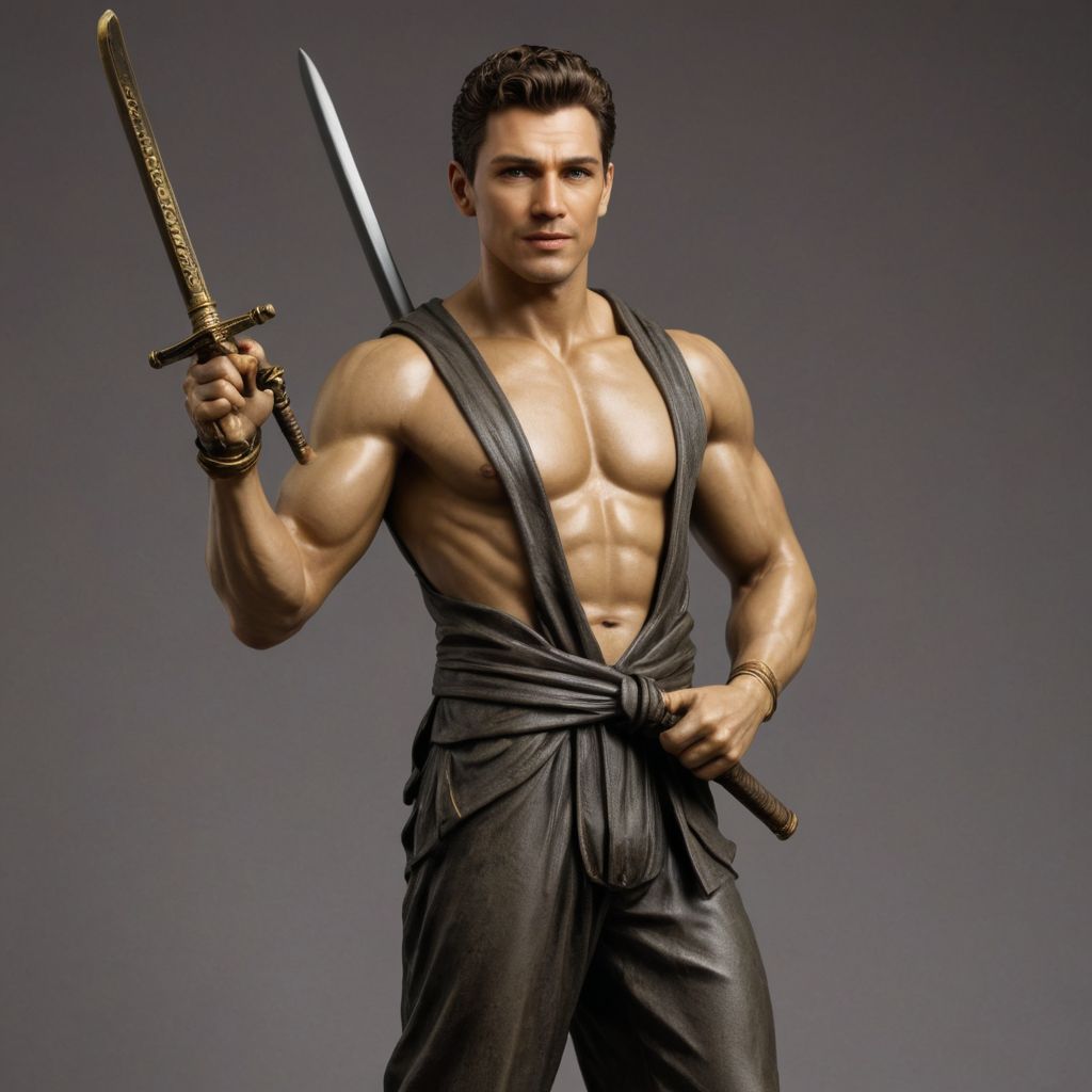 Oscar Statue with Katana Photo Style
