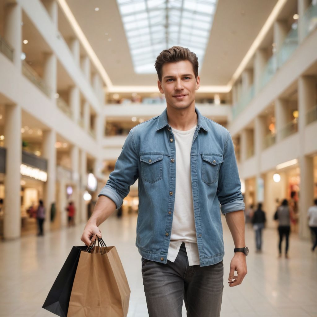 Smiling and Happy in the Shopping Mall Photo Style