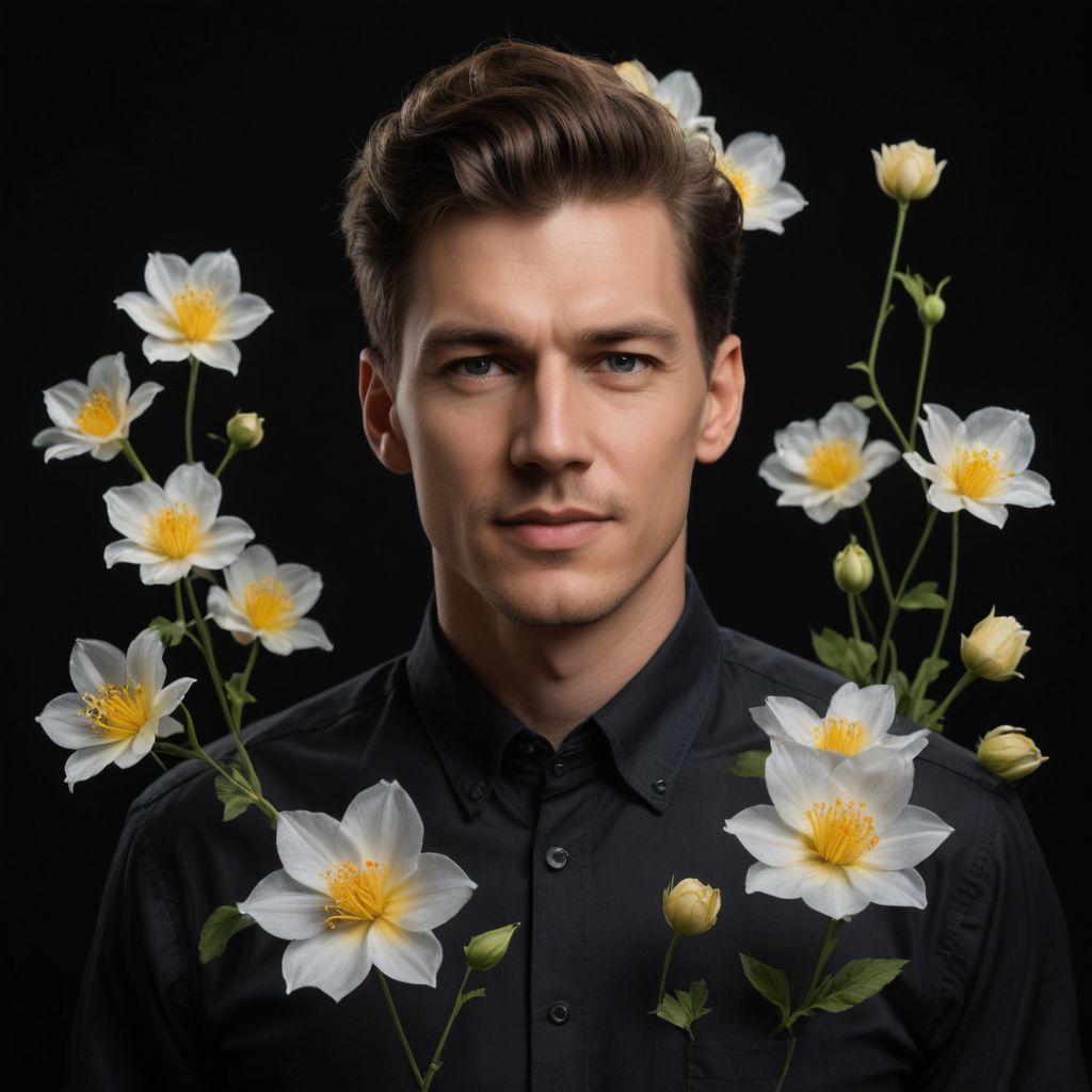 Transparent Flowers on Black Background Photo Style