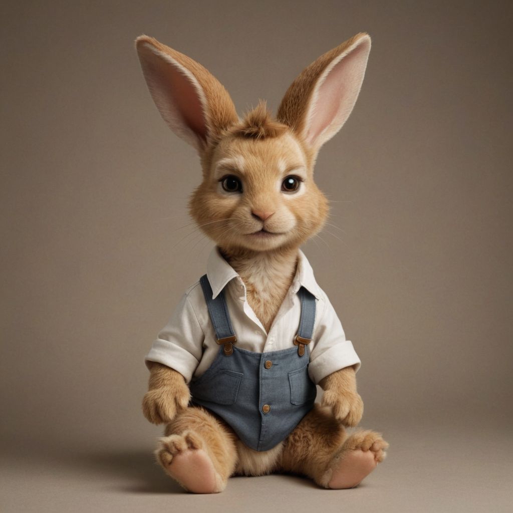 Adorable Baby Anthropomorphic Bunny Rabbit Photo Style