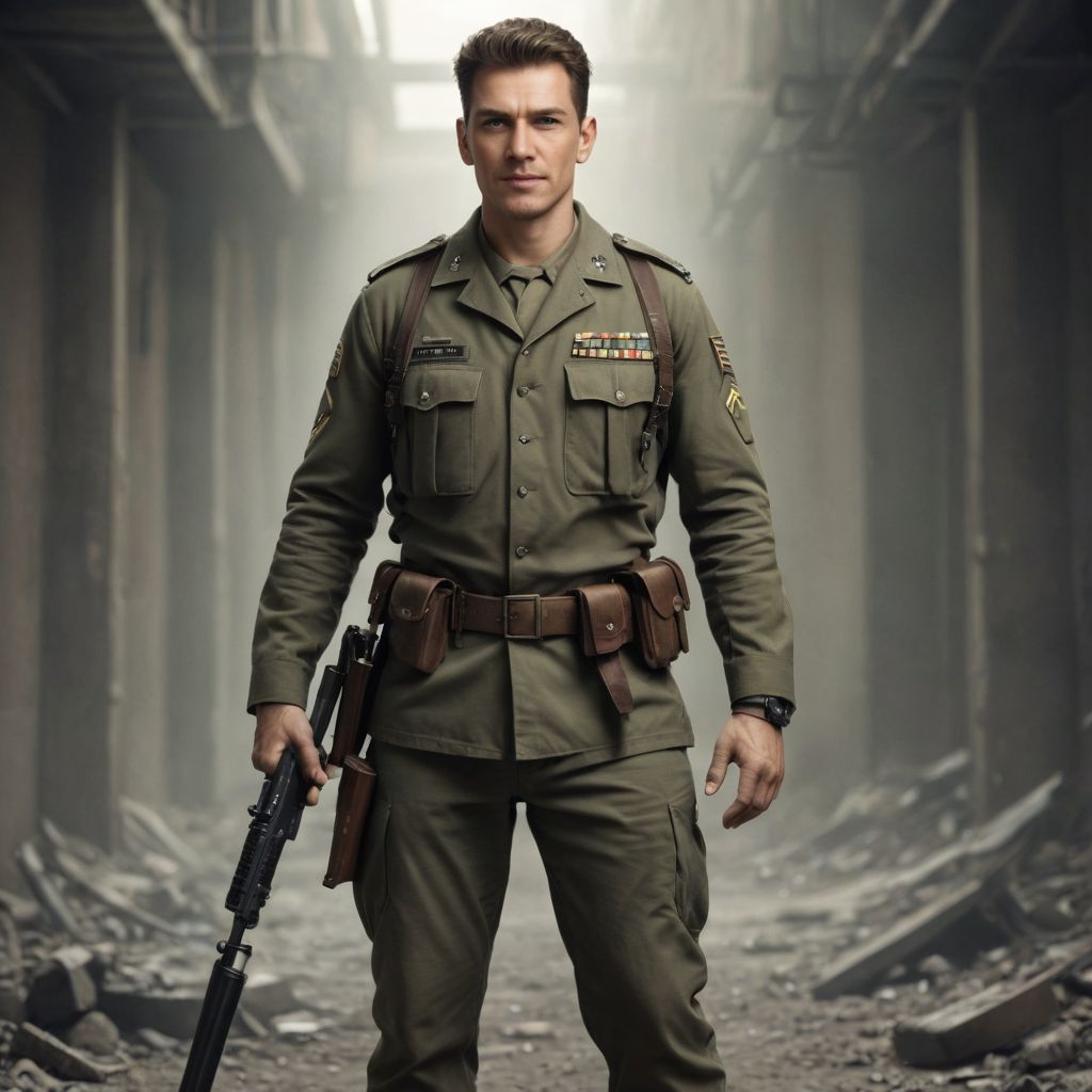 Army Captain with Weapons Photo Style