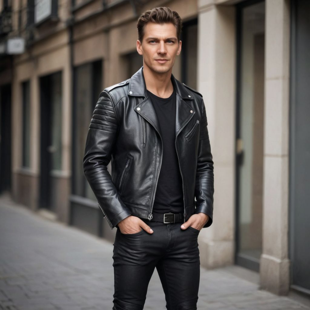 Biker Jacket, Leather Trousers Photo Style