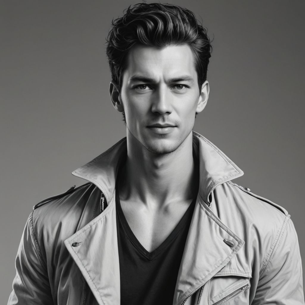 Black and White Manga Illustration, Line Art Photo Style