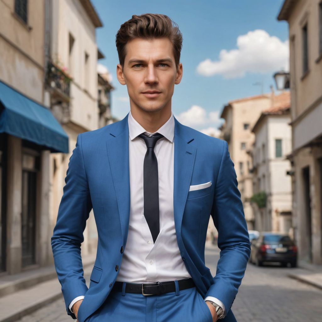 Blue Suit White Shirt Lady Photo Style