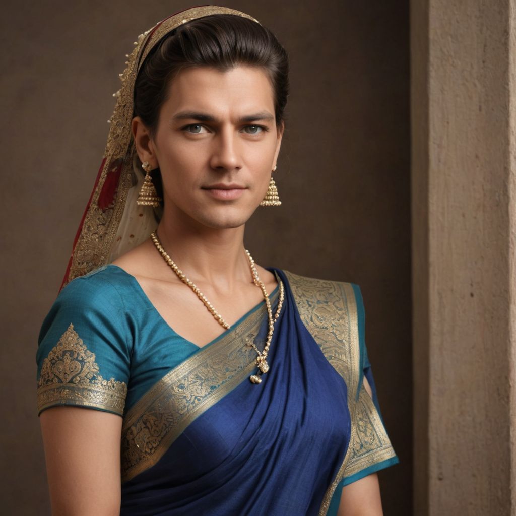 Bride with Blue Saree Photo Style