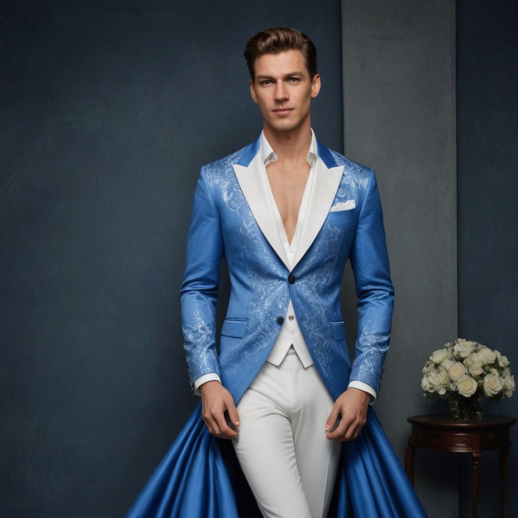 Evening Gown Blue and White Photo Style