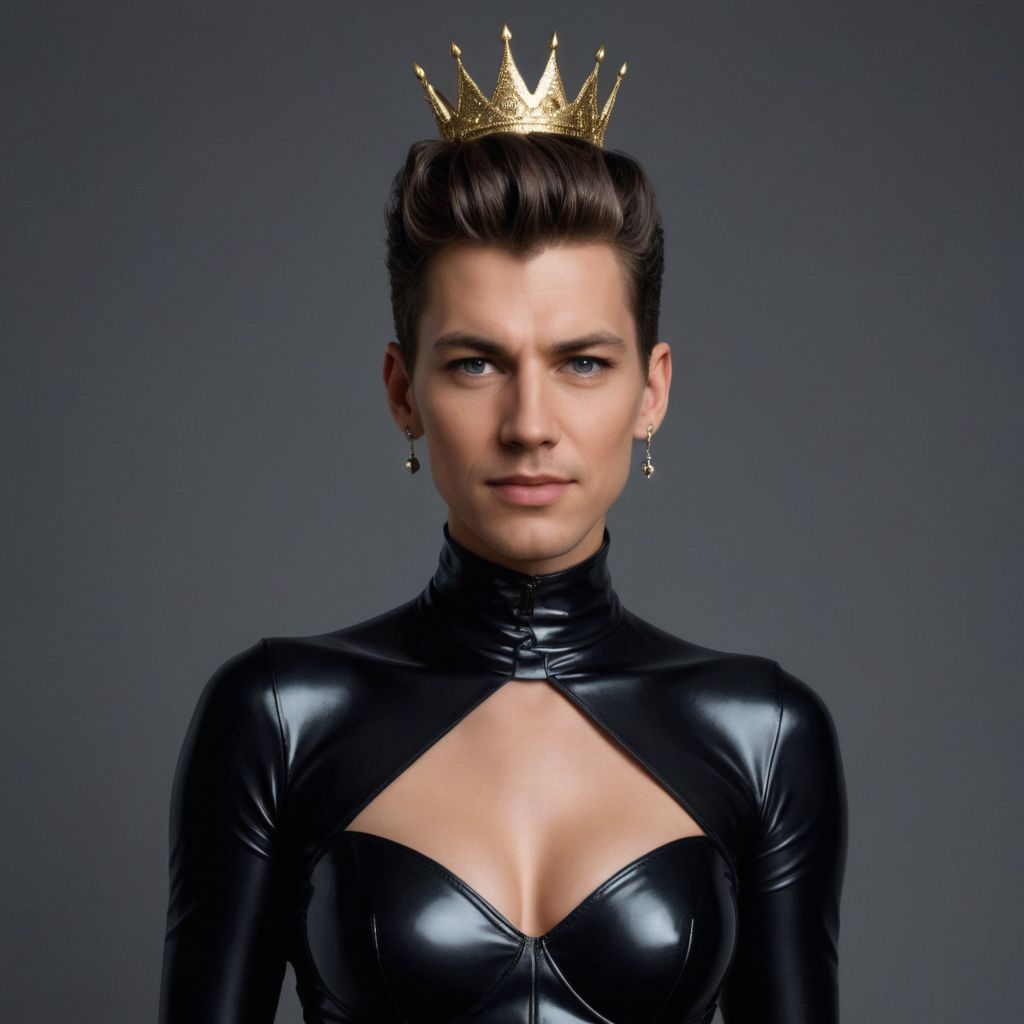 Evil Queen, Latex Dress, Bling, Mohawk Hair Photo Style