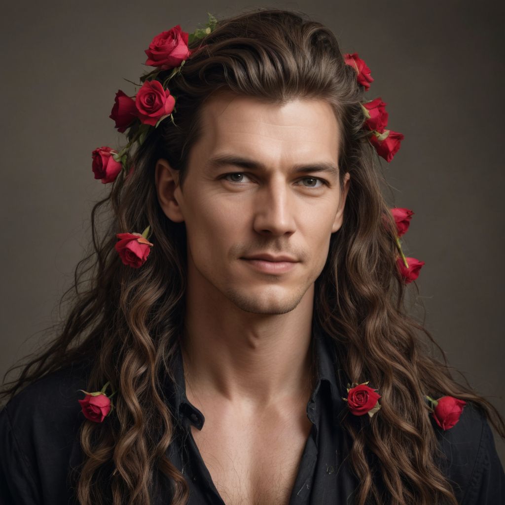 Extreme Long Hair with Small Roses in It Photo Style