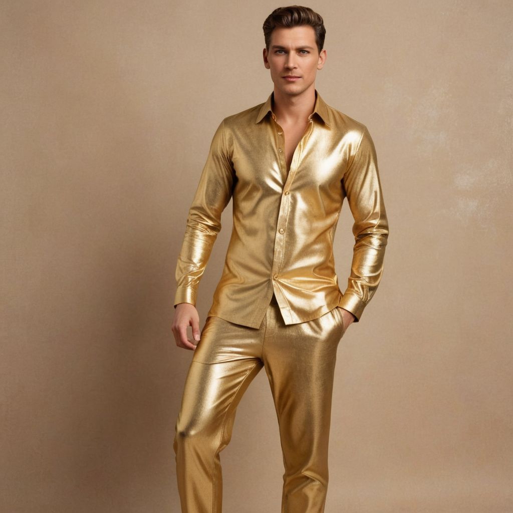 Gold Foil Shirt and Trousers Photo Style