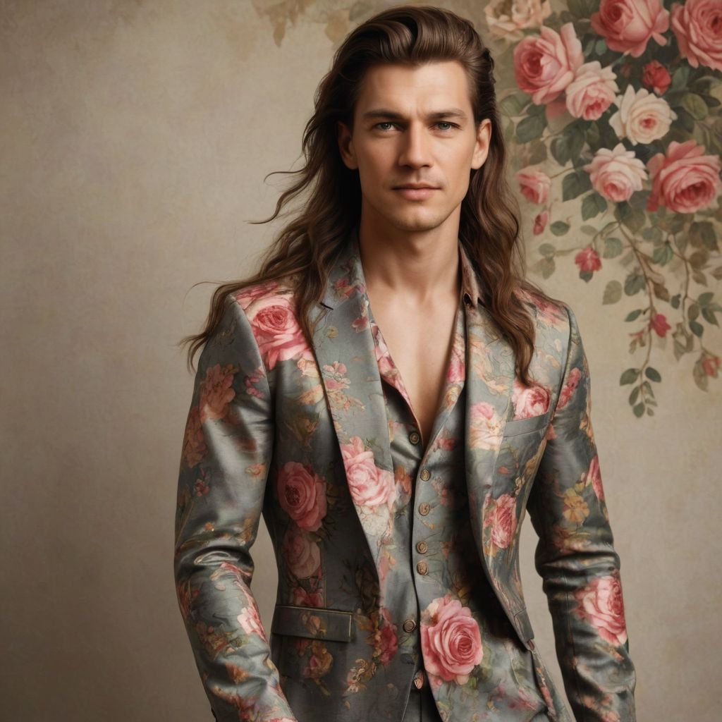 Long Hair Floral Rose Dress Photo Style