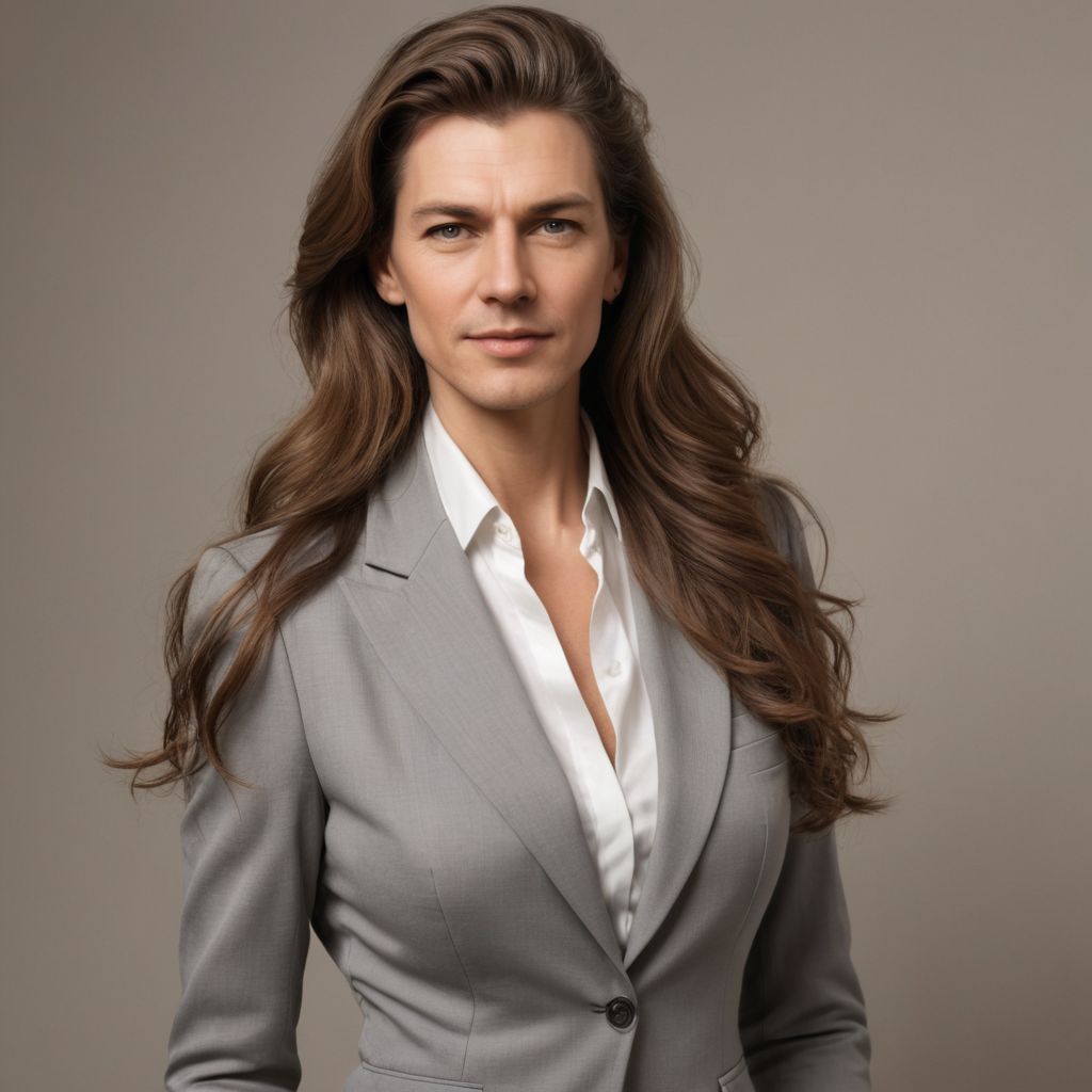 Long Hair Suit Mature Lady Photo Style
