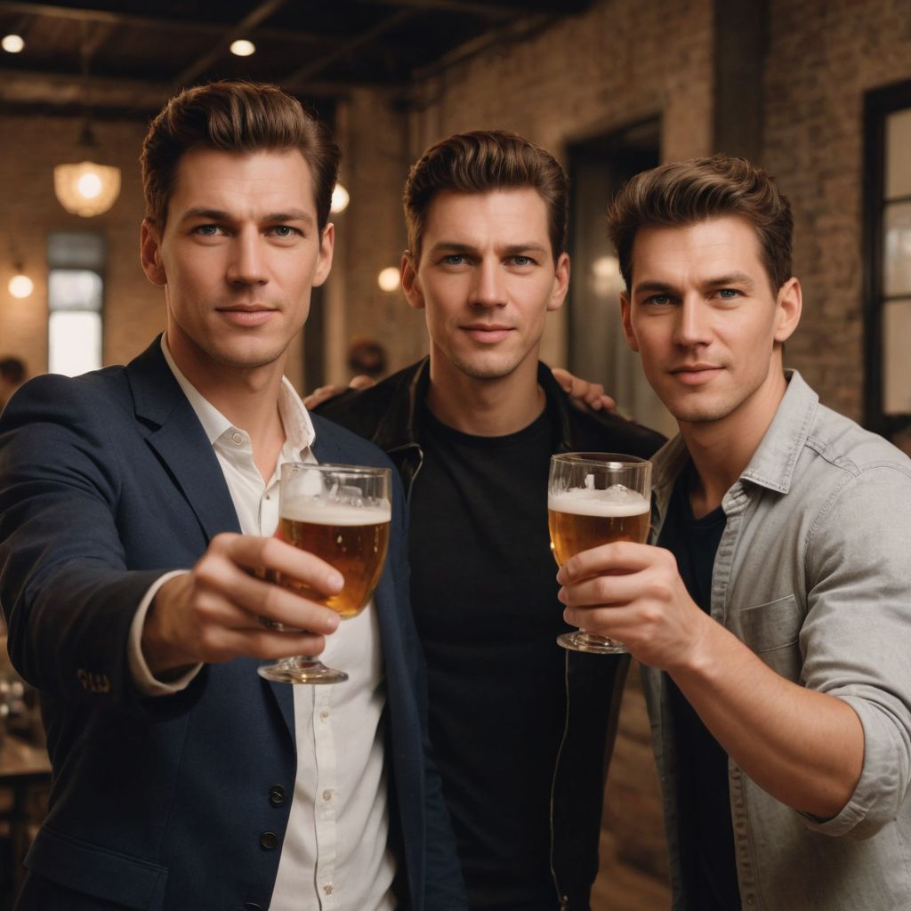 Me and Two Male Friends Cheers Photo Style